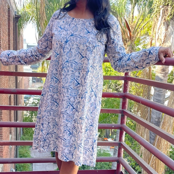 MATTA NY Moema Kalamkari Dress Natural Indigo Floral Summer Stunner M Medium - Picture 2 of 16